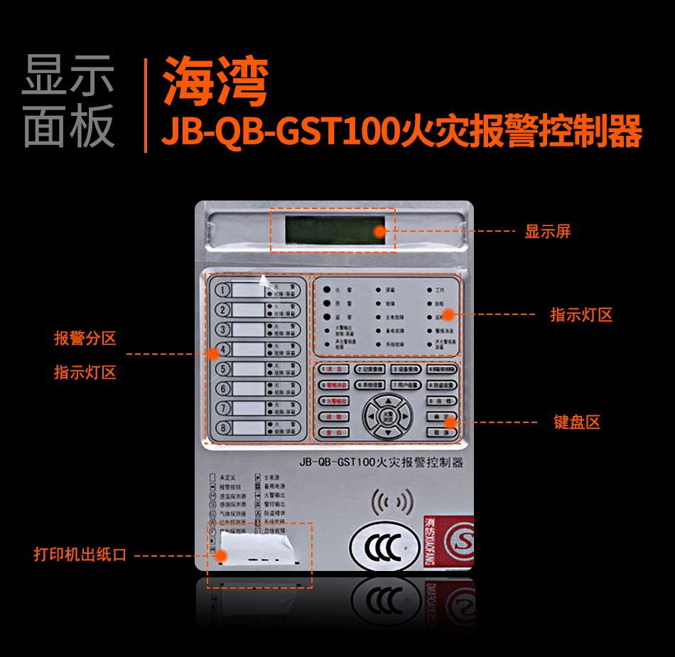 河南海湾JB-QB-GST100河南火灾报警控制器显示面板
